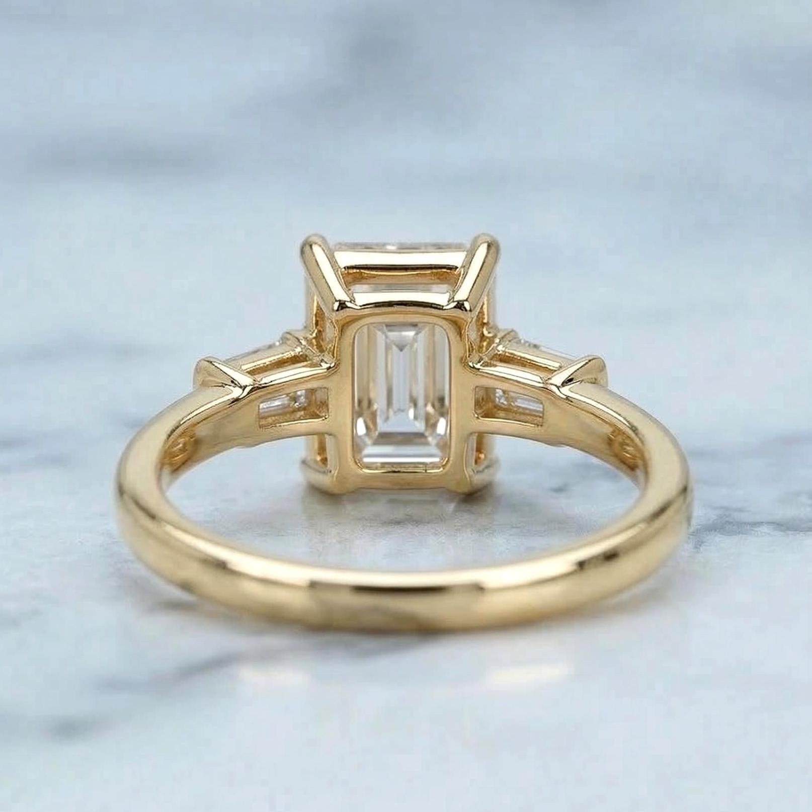 Emerald Diamond, Emerald Three Stone Engagement Ring