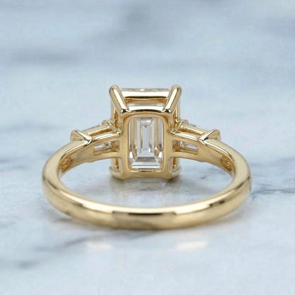 Emerald Diamond, Emerald Three Stone Engagement Ring
