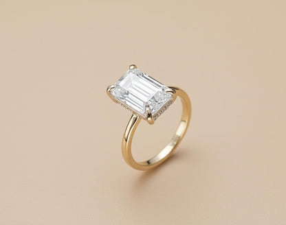 5 Ct Emerald Diamond, Moissanite, Emerald Solitaire Engagement Ring