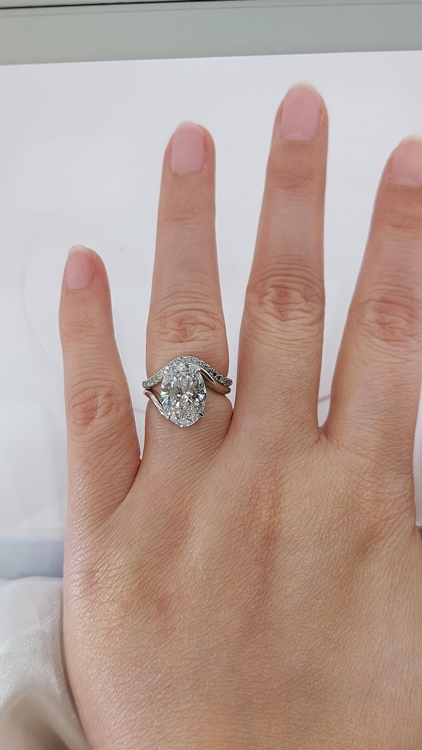 4.5 Ct Oval Lab Diamond Full Eternity Band Oval cut Moissanite Brilliant Cut engagement ring in 935 Argentium Silver — custom handcrafted by Forever For Love