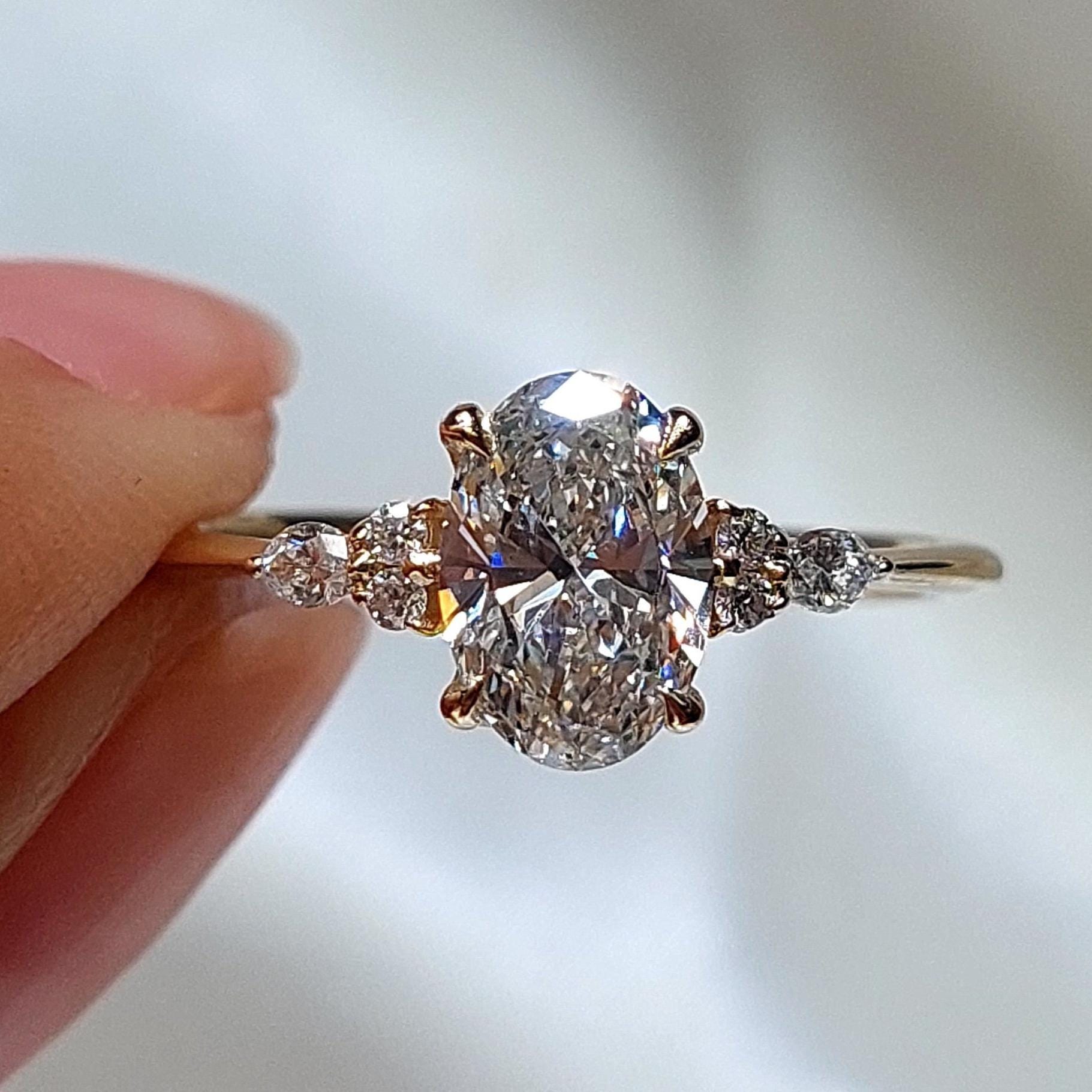 1.5 Ct Oval Lab Diamond Engagement Ring