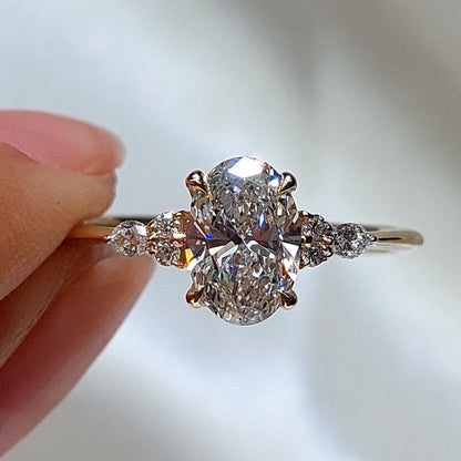 1.5 Ct Oval Lab Diamond Engagement Ring