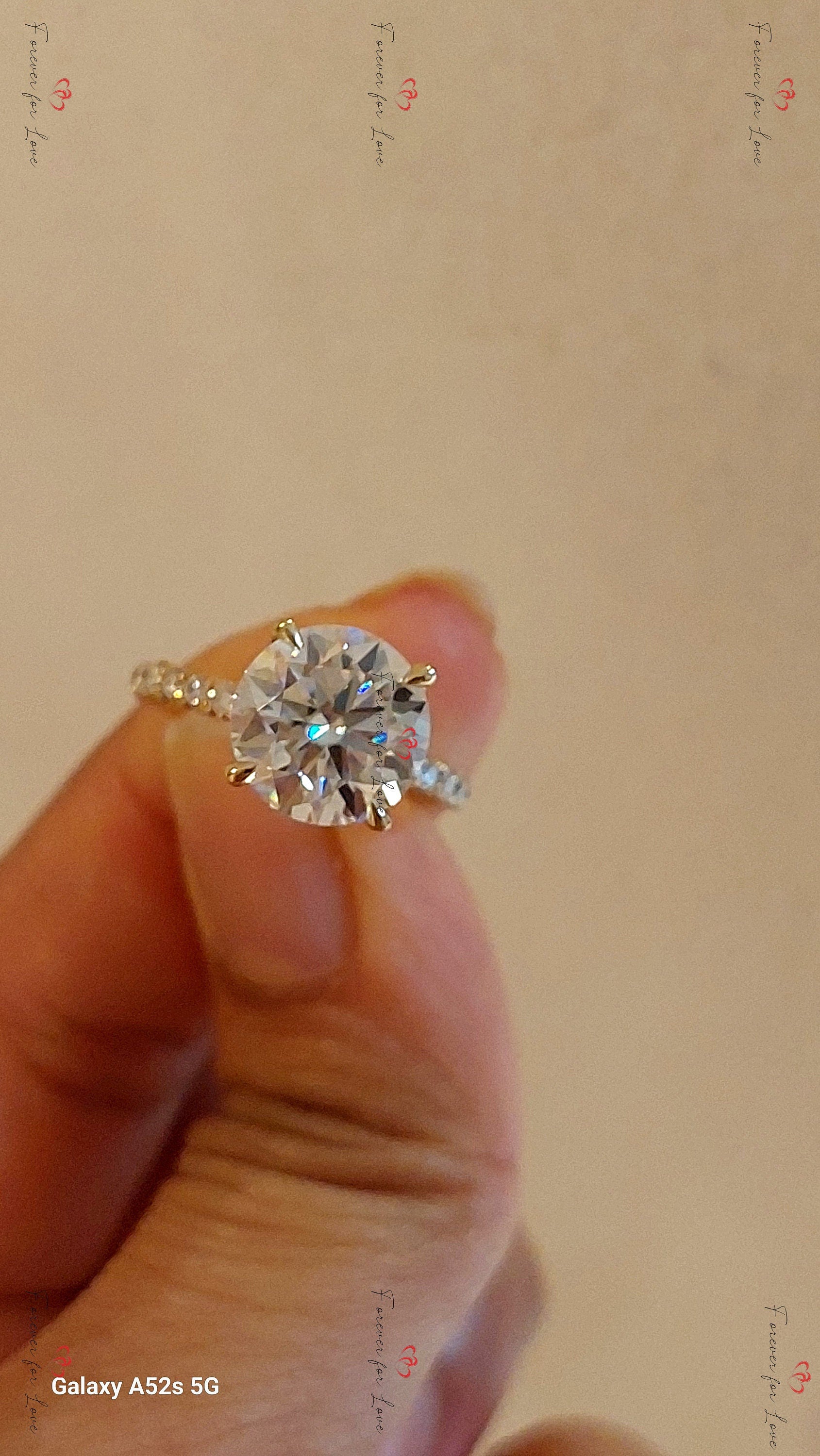 3 Ct Round Lab Diamond Hidden Halo Engagement Ring
