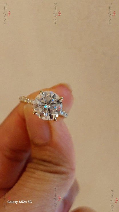 3 Ct Round Lab Diamond Hidden Halo Engagement Ring