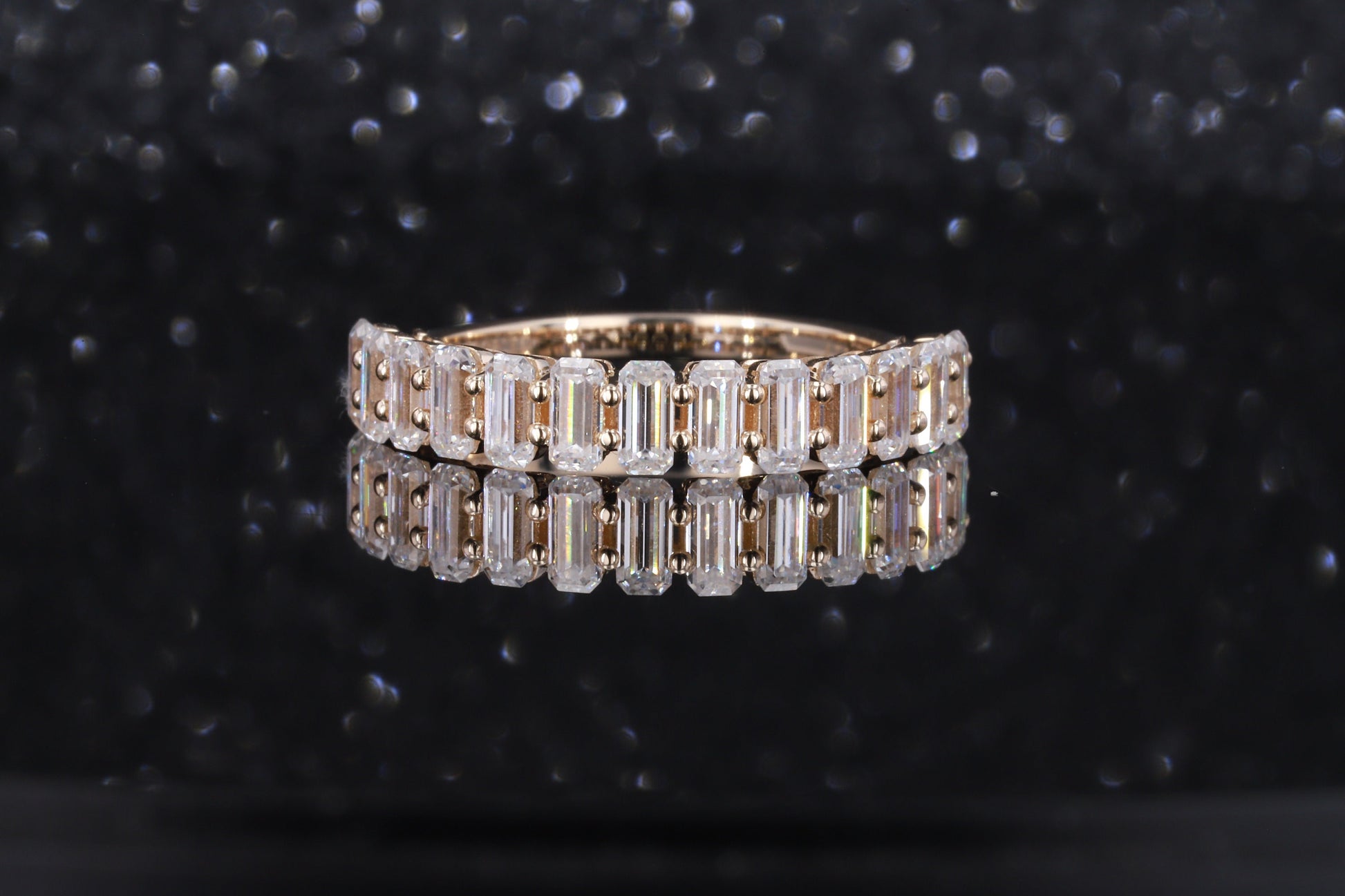 2.0 Ct Emerald Moissanite Wedding Band