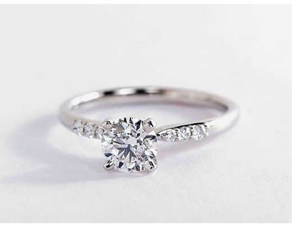 1 Ct Round Natural Diamond Engagement Ring