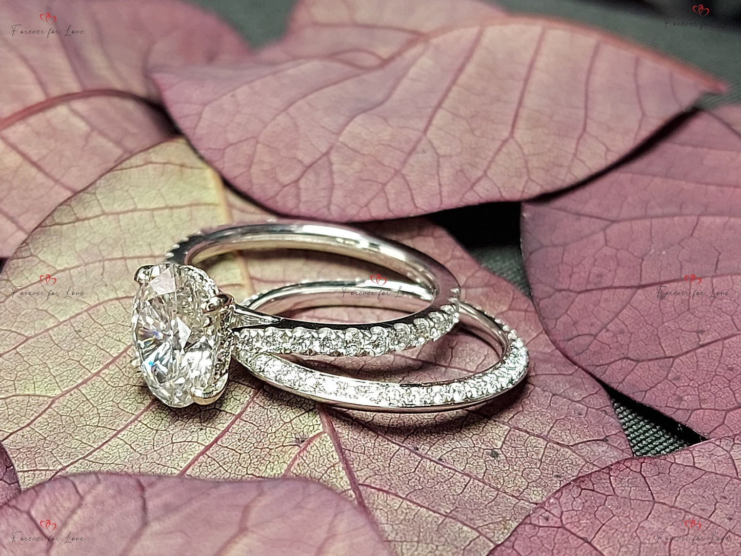 1.5 Ct Oval Lab Diamond Eternity Band Oval cut Moissanite Brilliant Cut engagement ring in 935 Argentium Silver — custom handcrafted by Forever For Love