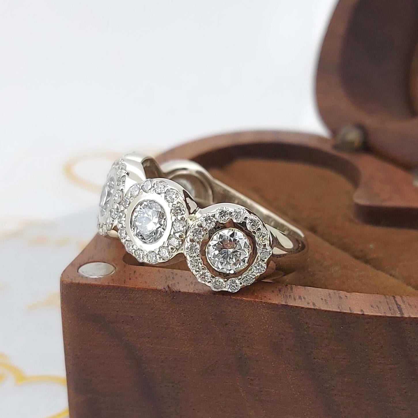 Round Lab Diamond Half Eternity Band