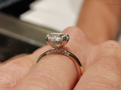4.5 Ct Oval Diamond, Moissanite Hidden Halo Engagement Ring