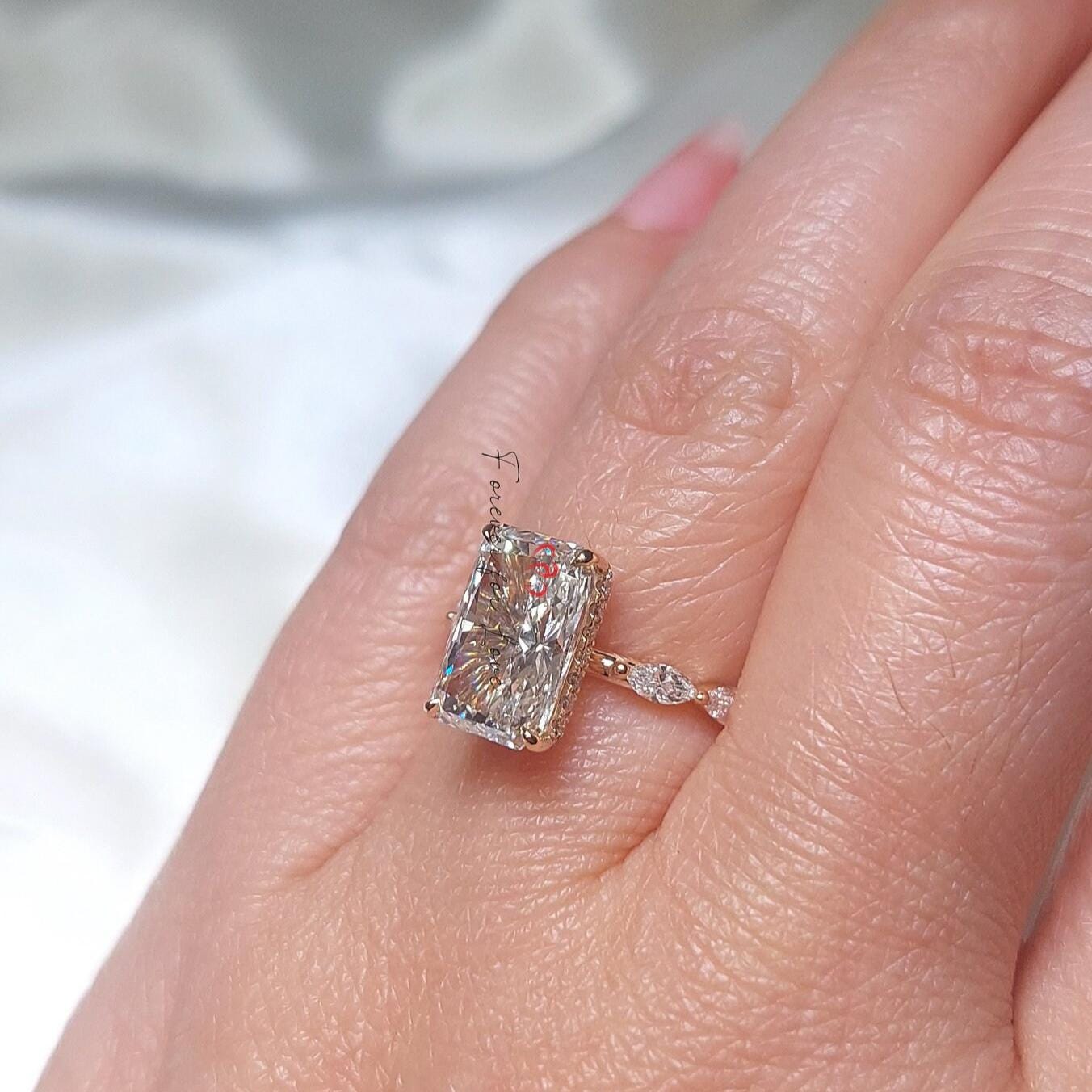 3.5 Ct IGI Certified Radiant Lab Diamond Solitaire Engagement Ring Radiant cut 1Ct Moissanite Brilliant Cut engagement ring in 935 Argentium Silver — custom handcrafted by Forever For Love