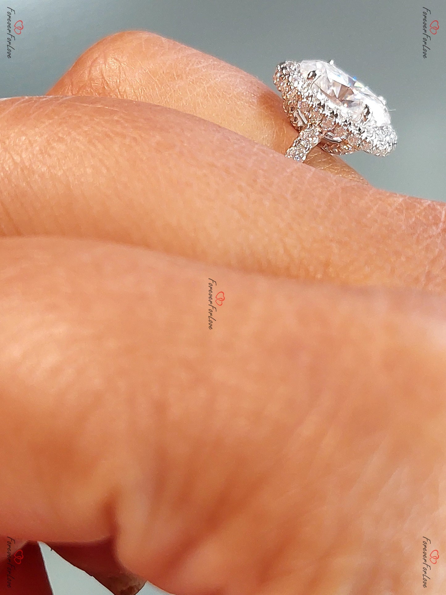 2 Ct Oval Diamond, Moissanite Halo Engagement Ring Oval cut 1Ct Moissanite Brilliant Cut engagement ring in 935 Argentium Silver — custom handcrafted by Forever For Love