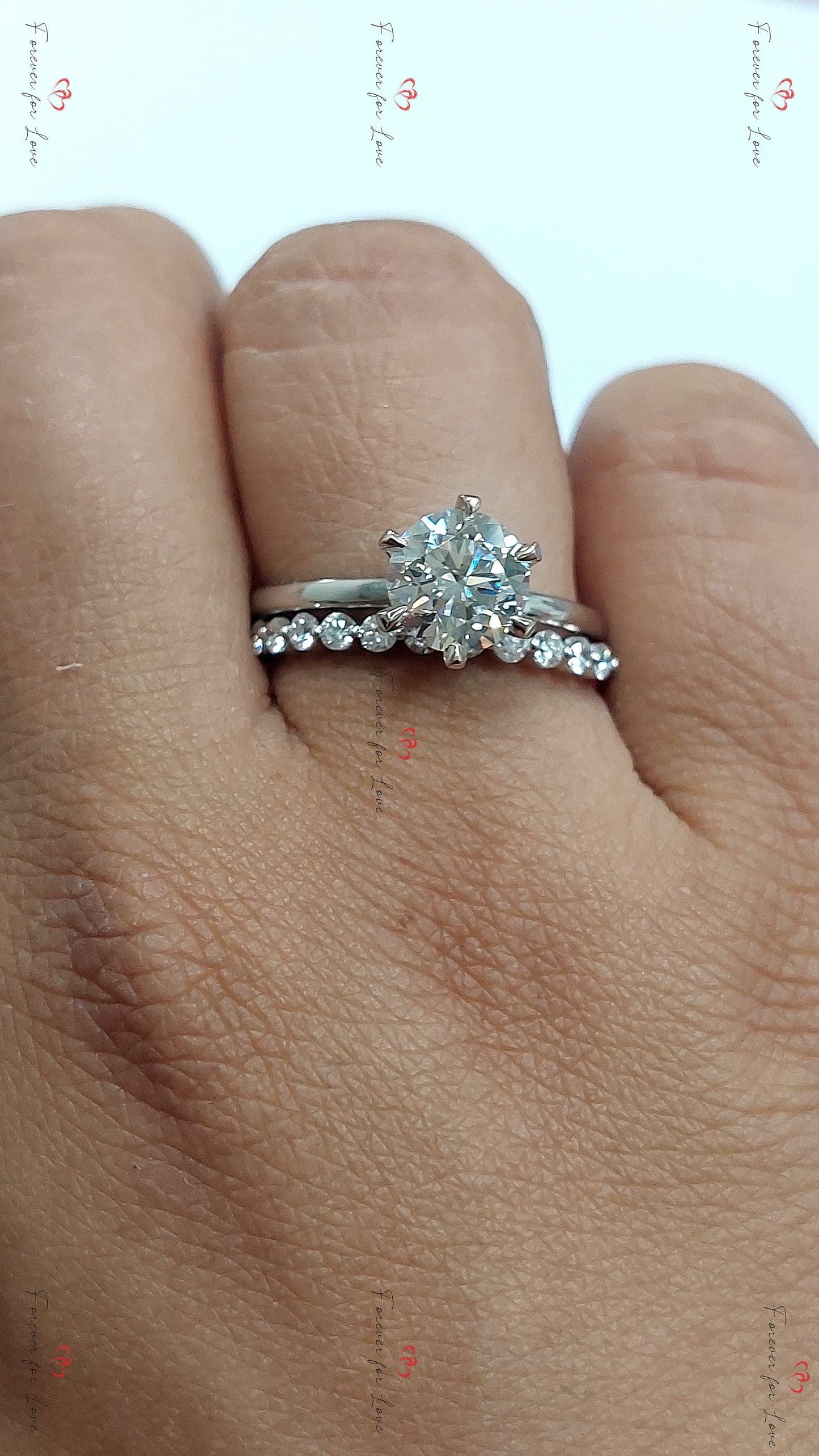1.5 Ct IGI Certified Round Diamond Engagement Ring Round cut 1Ct Moissanite Brilliant Cut engagement ring in 935 Argentium Silver — custom handcrafted by Forever For Love