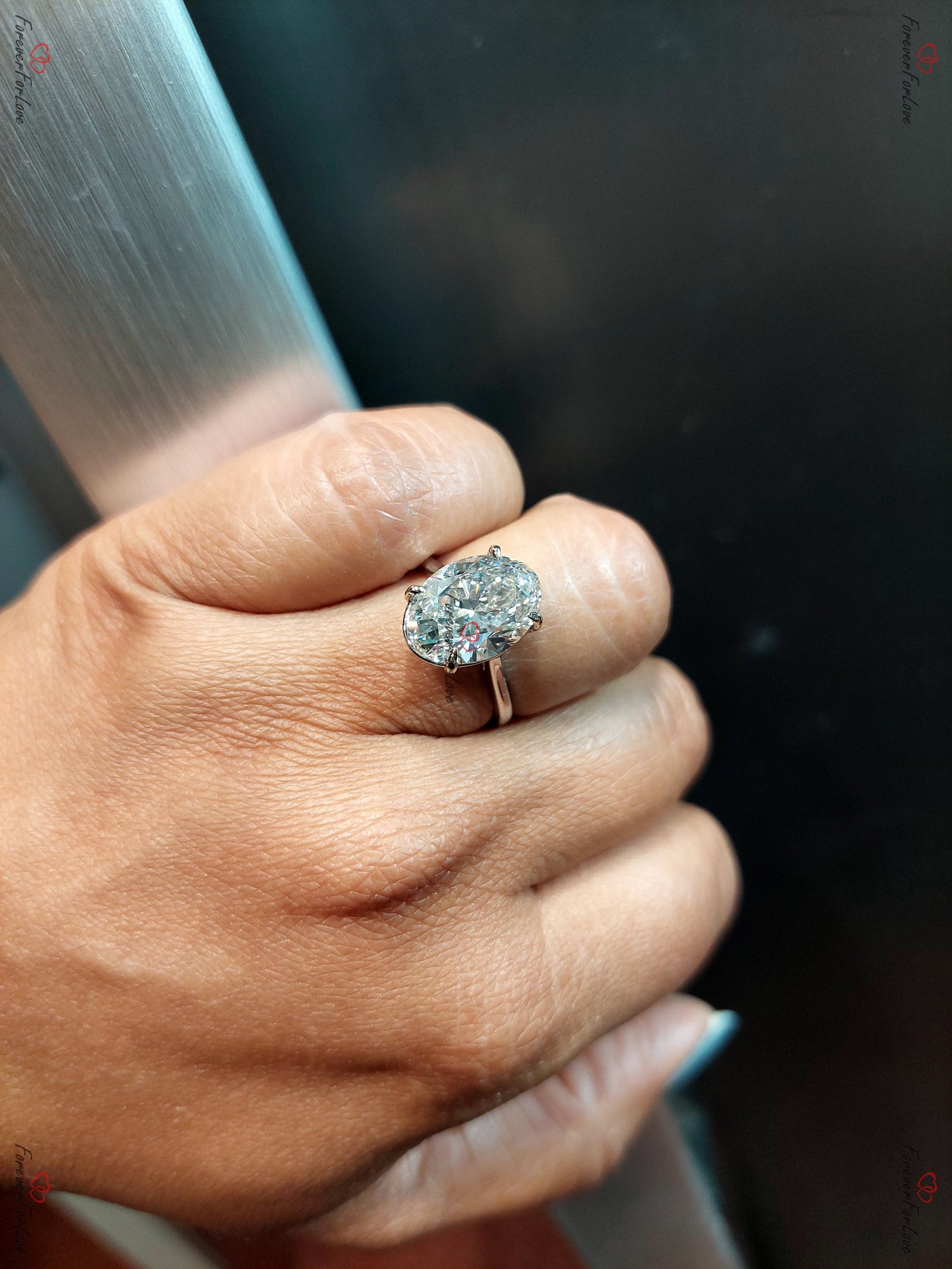 5 Ct Oval Lab Diamond Engagement Ring