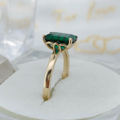 14k Gold Emerald Ring, Emerald Engagement Ring, Emerald Cut Engagement Ring, Emerald Solitaire Ring, May Birthstone, Perfect Gift