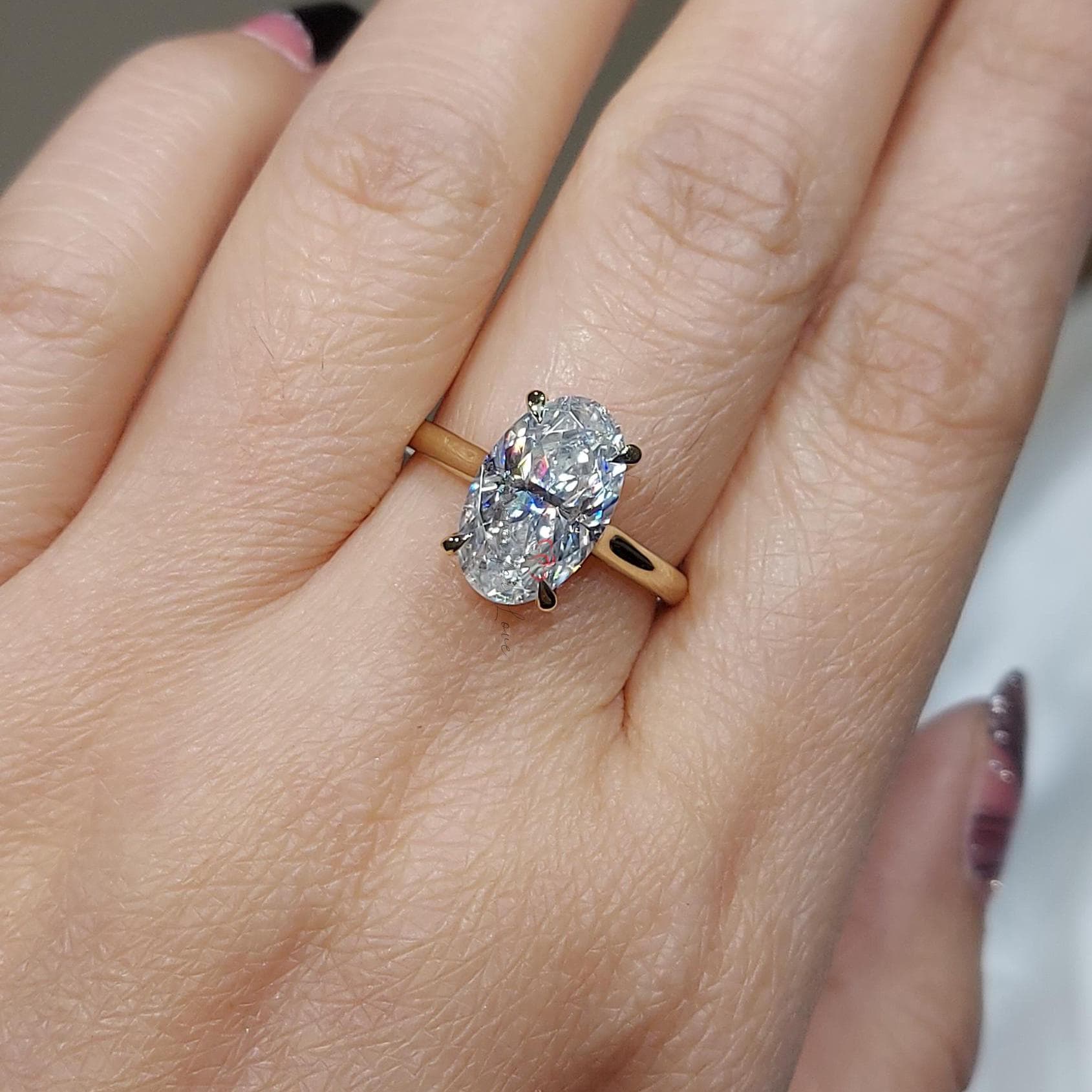 5 Ct Oval Diamond, Moissanite Halo Engagement Ring