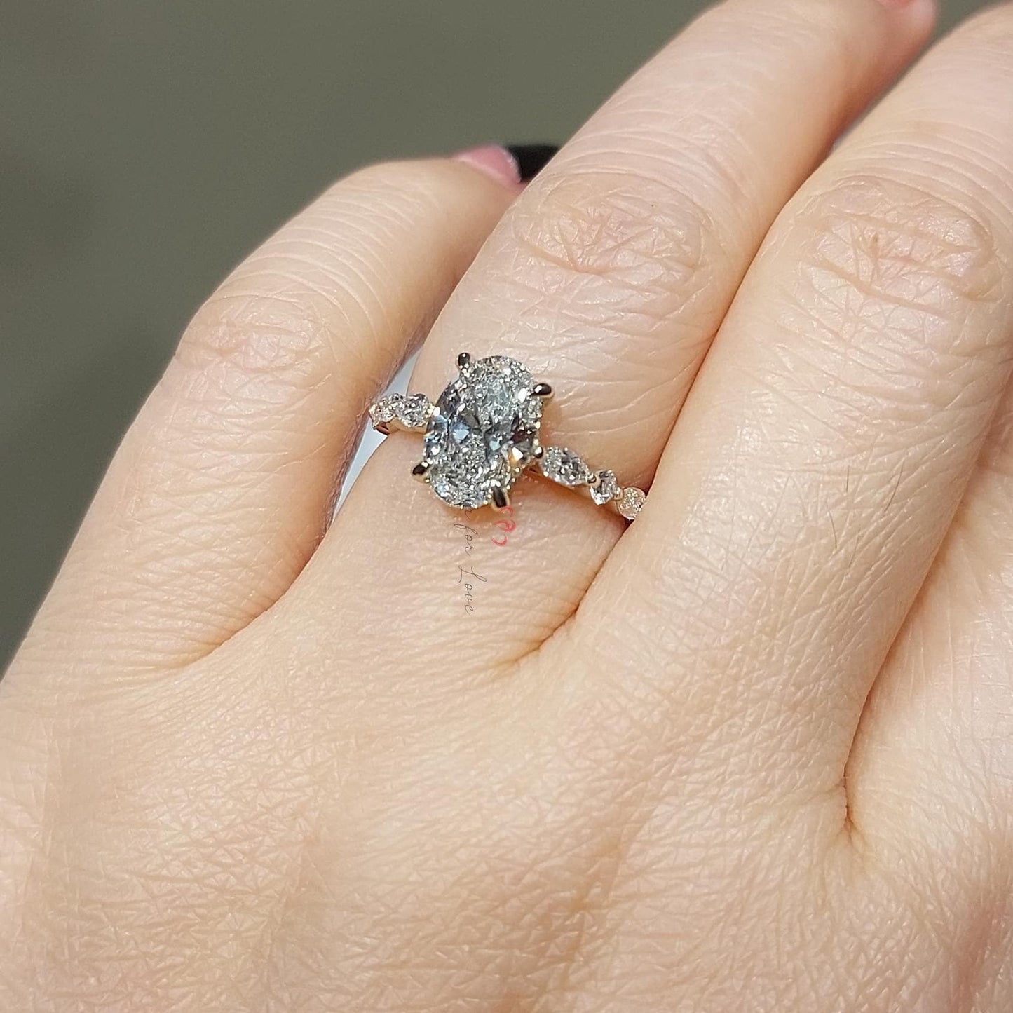 1.5 Ct IGI Certified Oval Diamond Engagement Ring Oval cut Moissanite Brilliant Cut engagement ring in 935 Argentium Silver — custom handcrafted by Forever For Love
