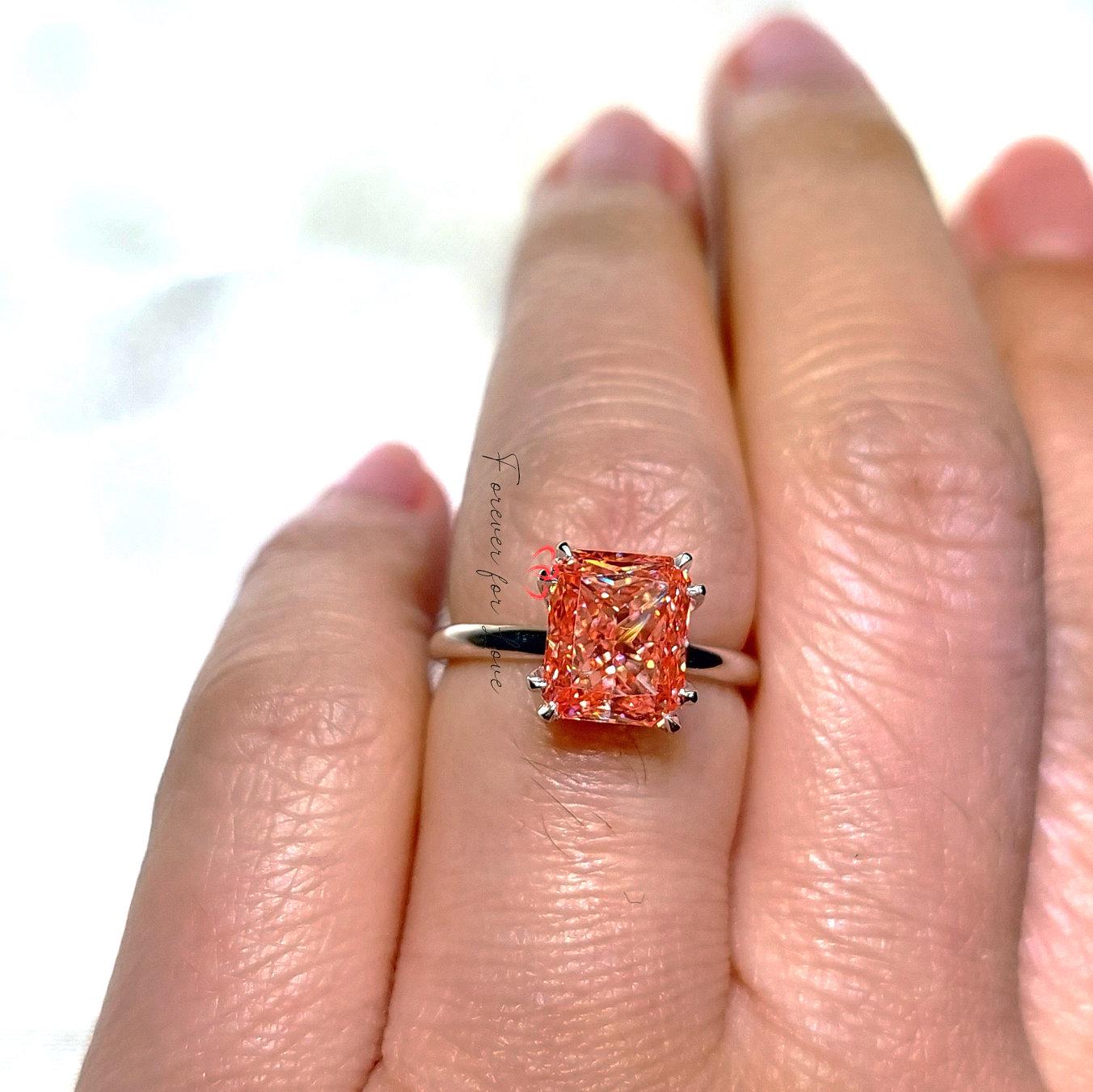 3 Ct Cushion Pink Lab Diamond Engagement Ring