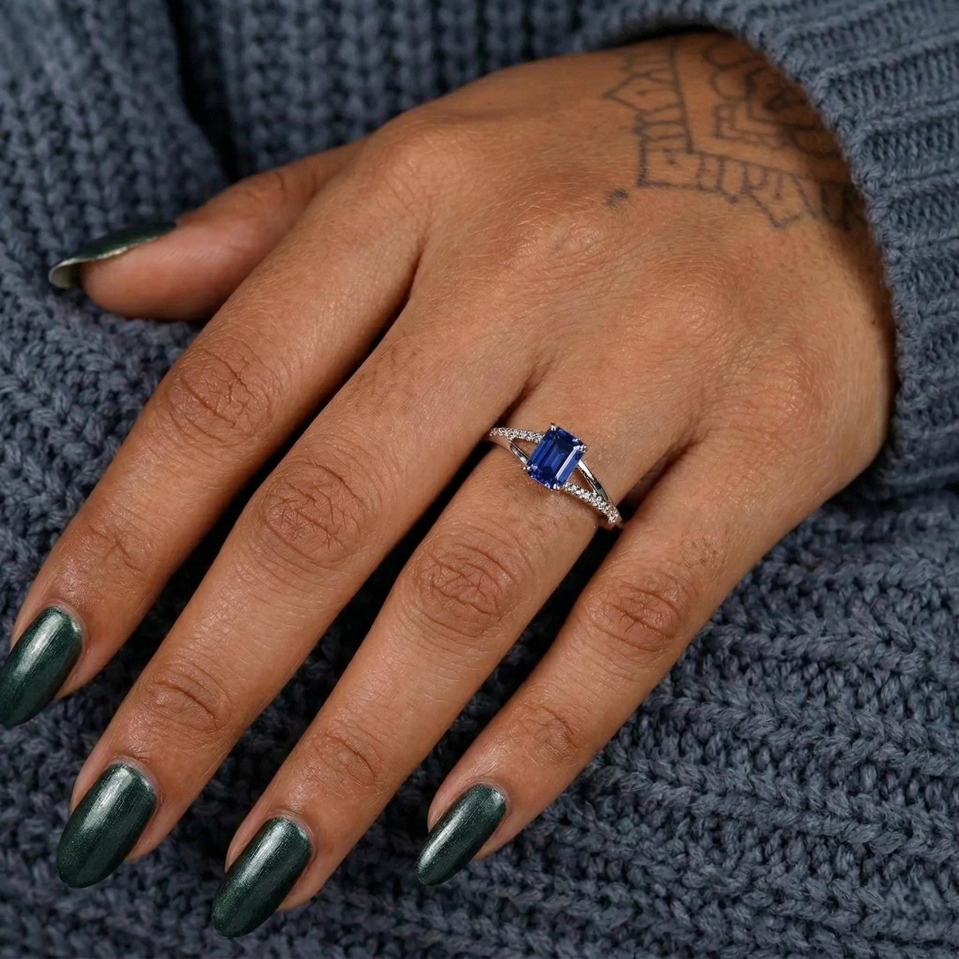 1 Ct Emerald Sapphire, Emerald Engagement Ring