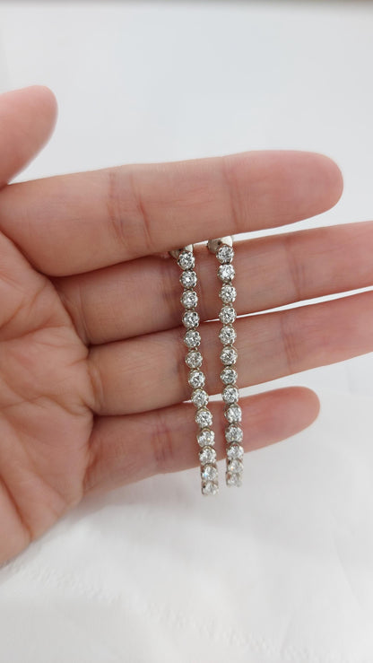 14k Gold- und Diamant-Creolen, 3mm Diamant-Huggies, baumelnde Diamanten, echte Diamanten, 14k Rosé-, Weiß- und Gelbgold-Paar Ohrringe.