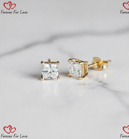 1,57 TCW Prinzessin Diamant Ohrstecker, EF/VS Laborgezüchtete Diamant Ohrstecker mit Steckerverschluss, Diamantohrstecker für Damen und Mädchen, Hochzeits-Ohrringe