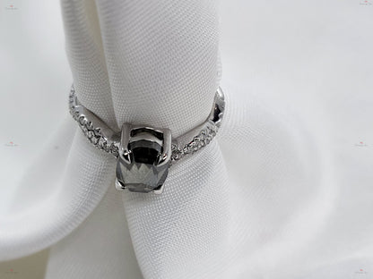 Oval Natural Diamond Solitaire Engagement Ring