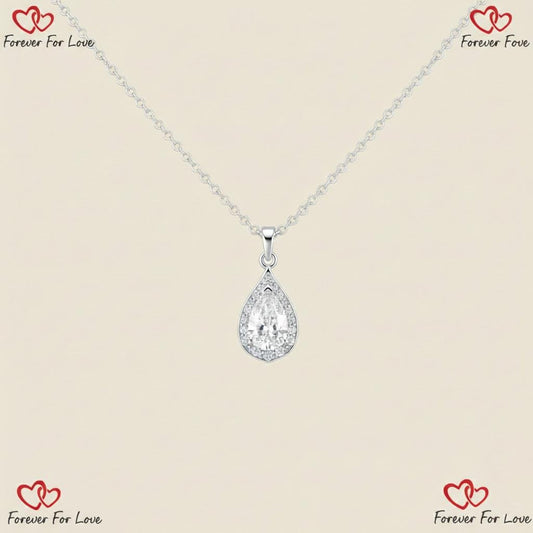 Pear Shaped Diamond Pendant Unique Halo Diamond Pendant for Women Pear Lab Grown Diamond Pendant for Anniversary and Birthday Gift for Wife