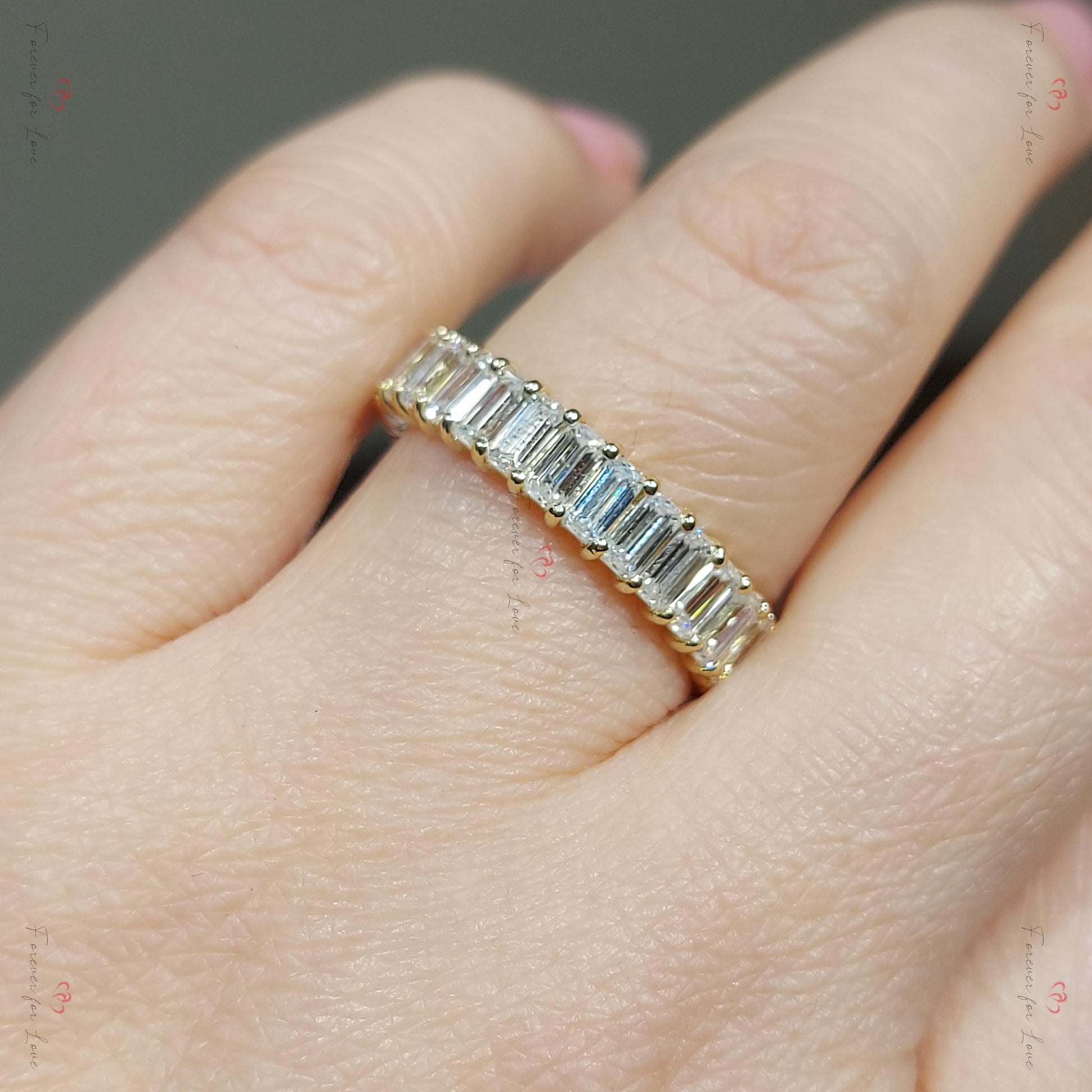 0.25 Ct Baguette Lab Diamond Half Eternity Band