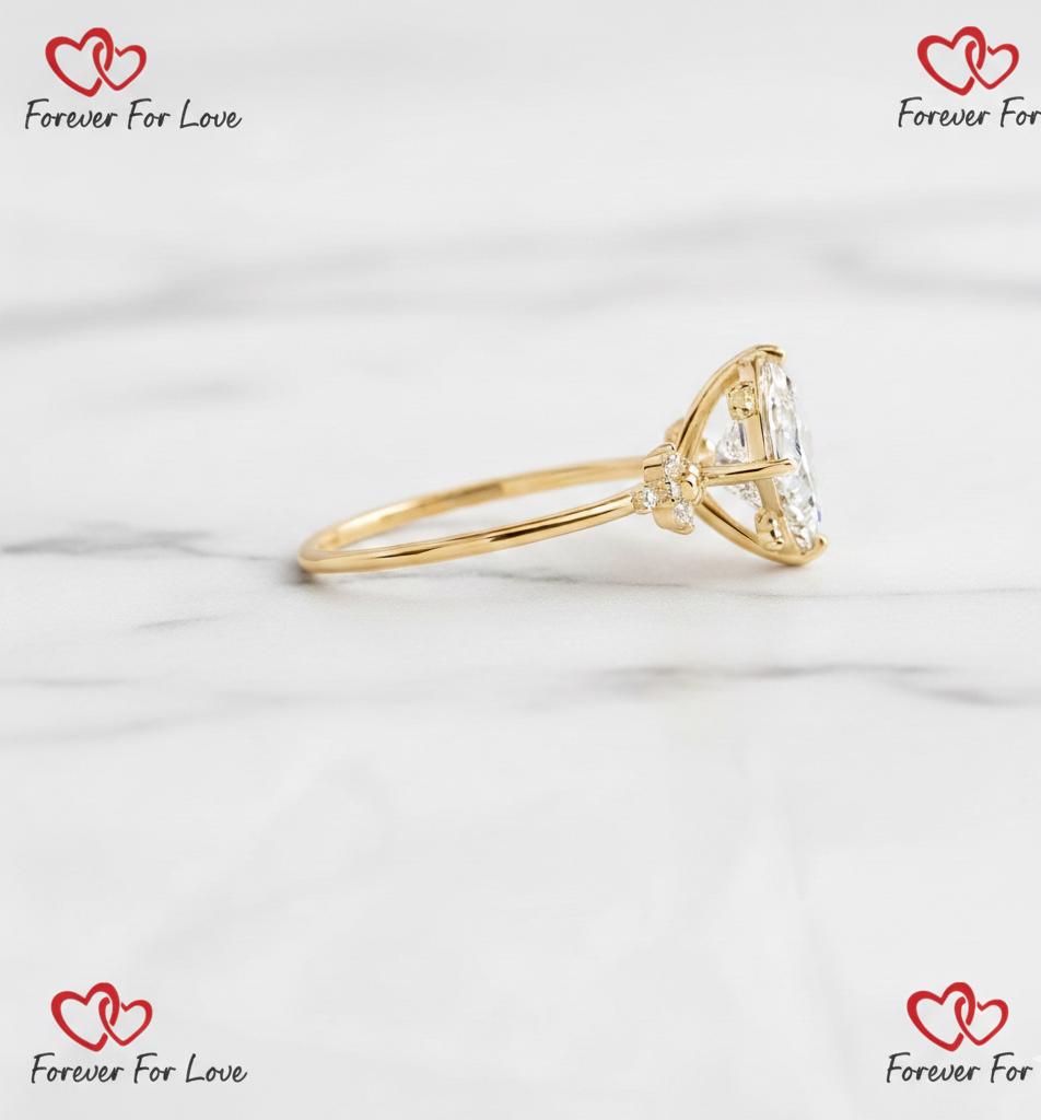 2 Ct IGI Certified Princess Lab Diamond Engagement Ring Princess cut 1Ct Moissanite Brilliant Cut engagement ring in 935 Argentium Silver — custom handcrafted by Forever For Love