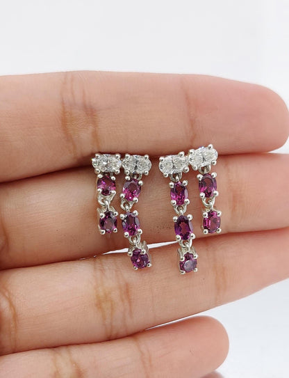 Ohrhänger aus Pink-Saphir und Diamanten, insgesamt 2,3 Karat, baumelnde Ohrringe, Edelsteinohrringe, perfektes Geschenk für sie