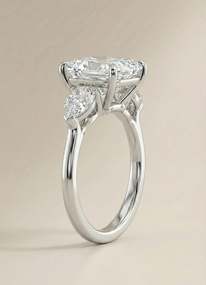 5 Ct IGI Certified Radiant Lab Diamond Three Stone Ring