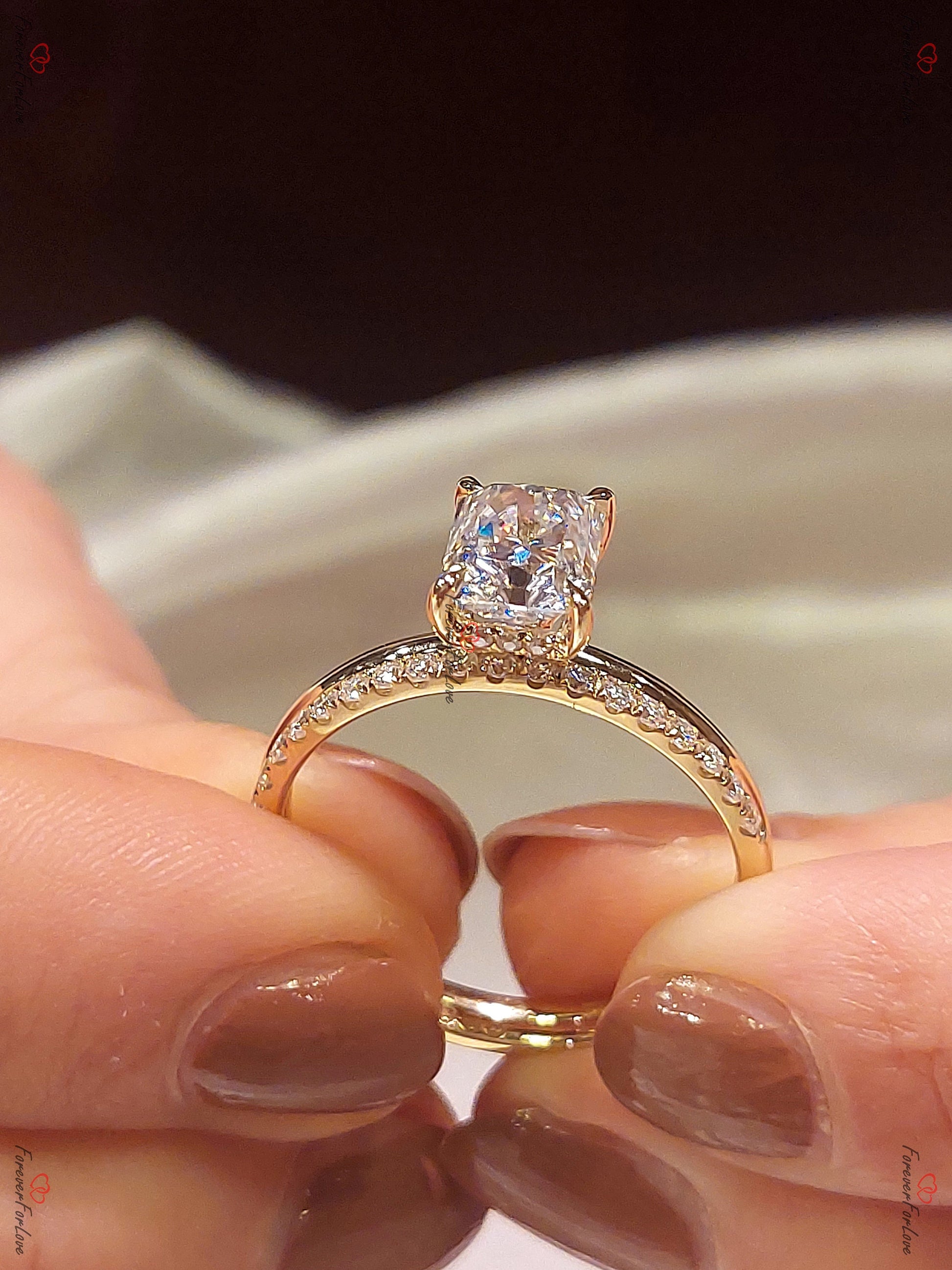 2 Ct Radiant Diamond, Moissanite Eternity Band