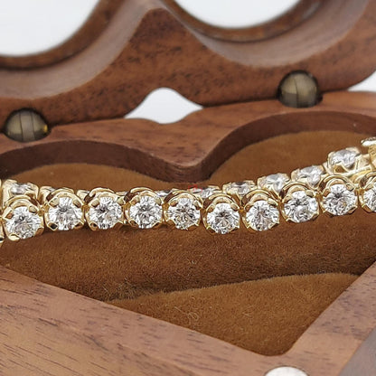 Tennisarmband aus Diamanten 14K Gelbgold rundes Tennisarmband, Labor-gezüchtetes Armband, wunderschönes gelbes Diamantarmband, 3 mm rundes Armband.