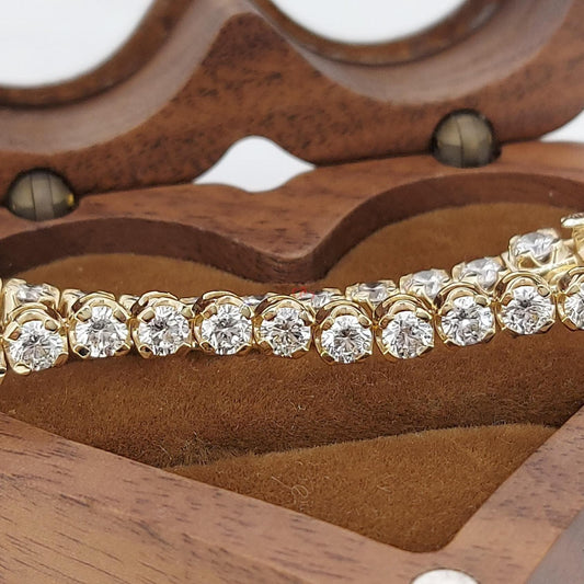 Tennisarmband aus Diamanten 14K Gelbgold rundes Tennisarmband, Labor-gezüchtetes Armband, wunderschönes gelbes Diamantarmband, 3 mm rundes Armband.