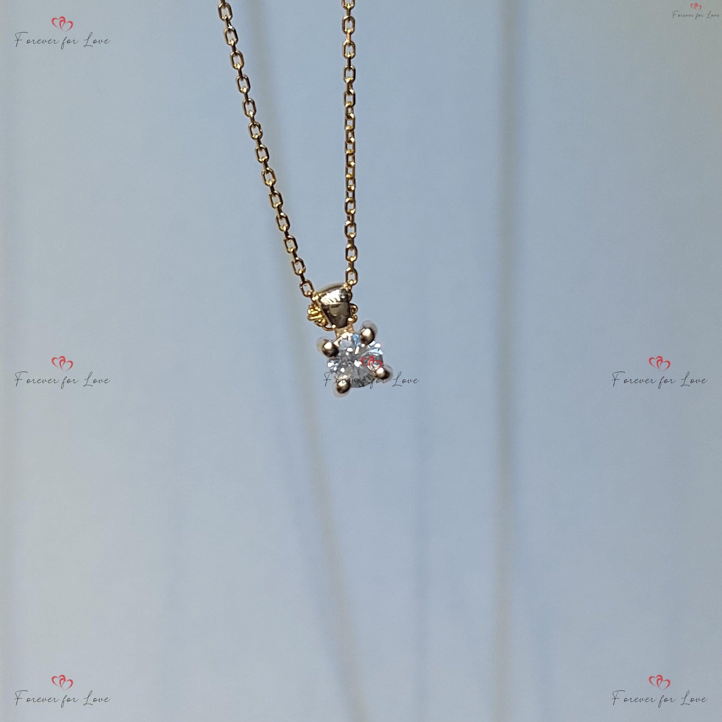 Round diamond Necklace, 14k Yellow Gold, Dainty Minimalist Round Pendant, Real Diamond Womens Necklace, Special Gift For Her. Moissanite engagement ring in Gold or Platinum — custom handcrafted by Forever For Love