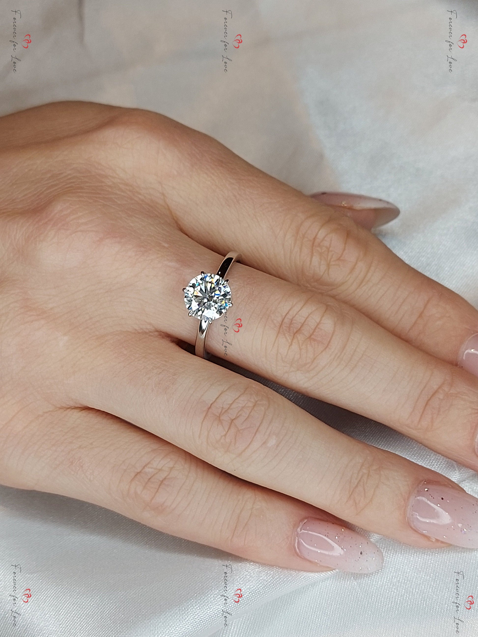 2 Ct Round Lab Diamond Solitaire Engagement Ring