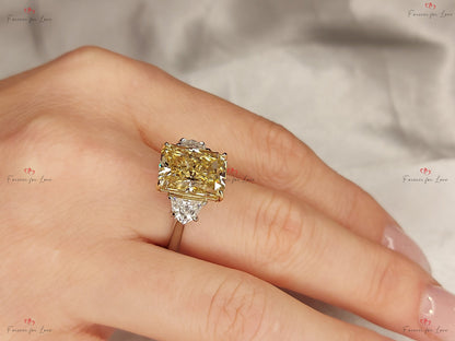 6 Ct Radiant Yellow Diamond, Moissanite Engagement Ring