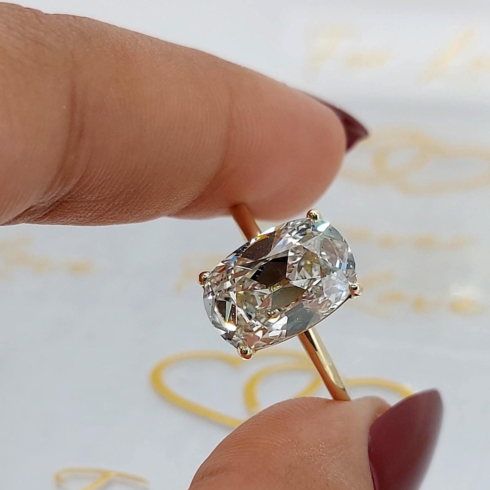4 Ct IGI Certified Old Mine Lab Diamond Solitaire Engagement Ring