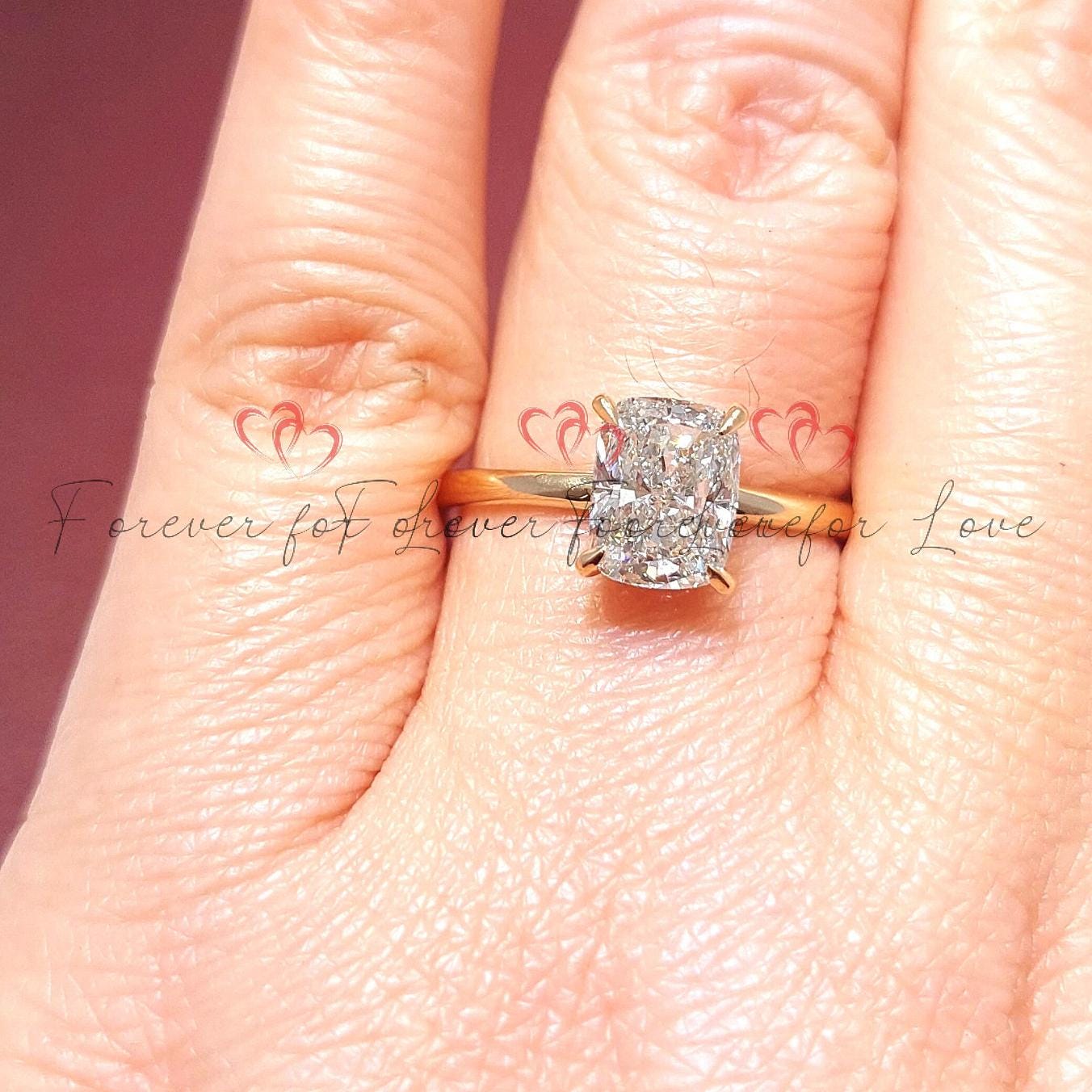 1.8 Ct IGI Certified Cushion Lab Diamond Hidden Halo Engagement Ring