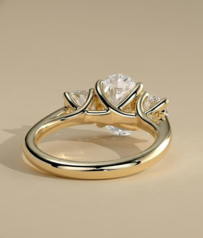 3 Ct IGI Certified Oval Lab Diamond Three Stone Engagement Ring