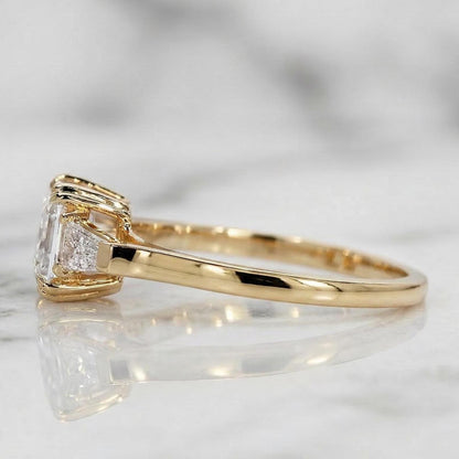 Asscher Lab Diamond Three Stone Engagement Ring