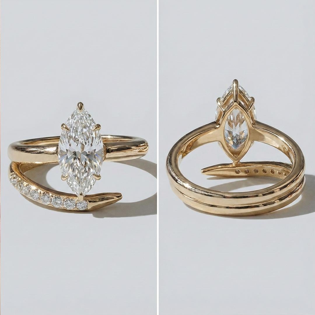 2.5 Ct IGI Certified Marquise Lab Diamond Hidden Halo Engagement Ring