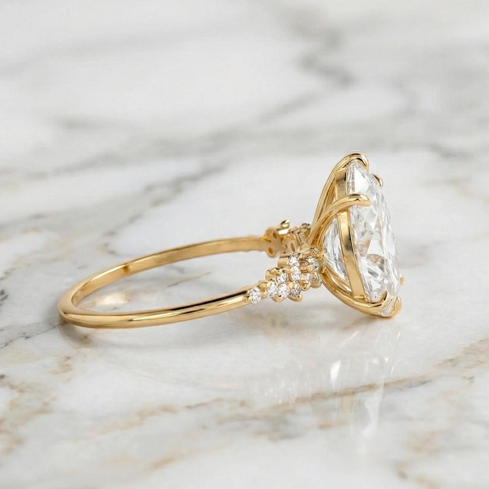 3.25 Ct IGI Certified Pear Lab Diamond Engagement Ring