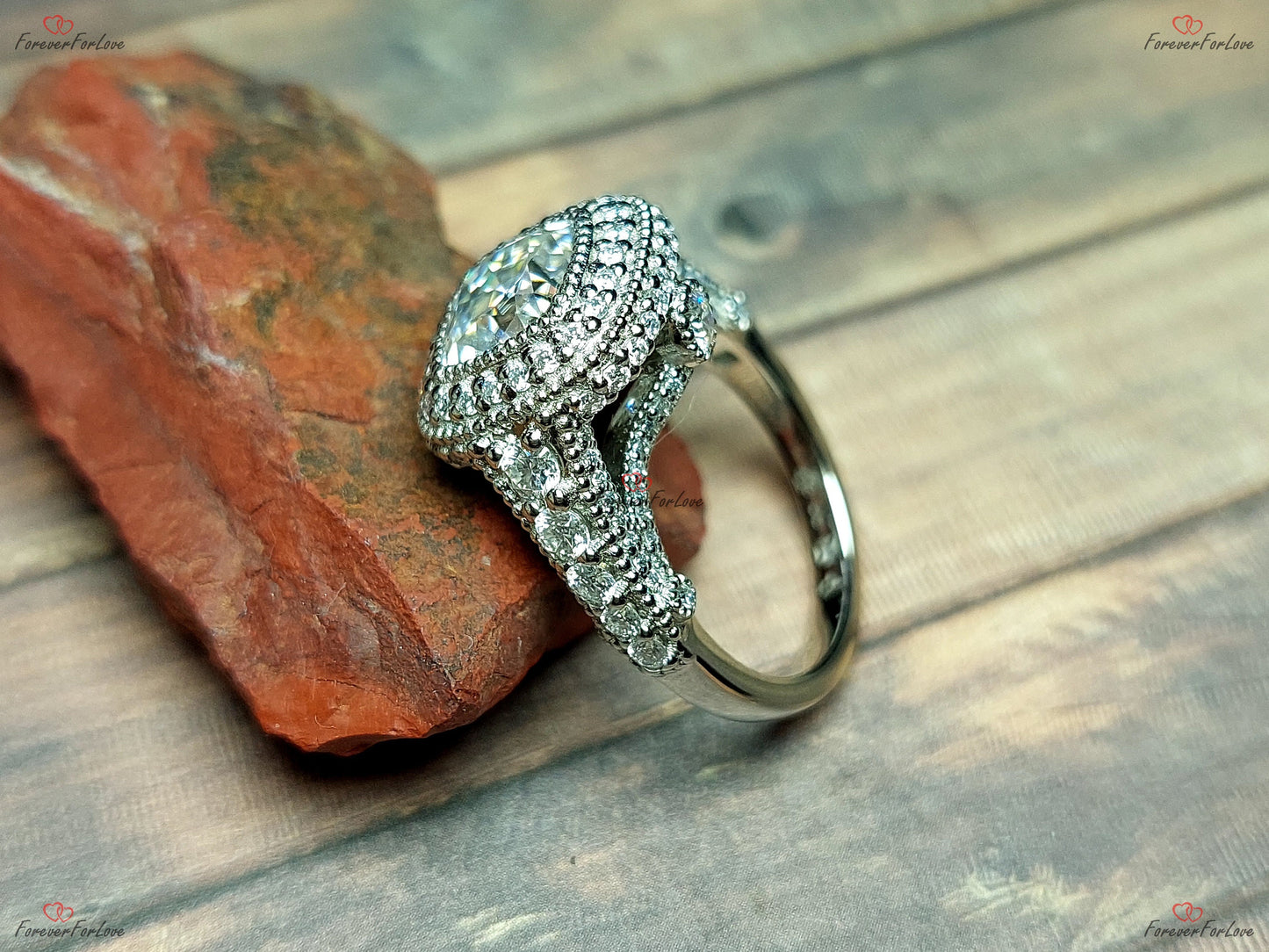 1 Karat Asscher Labor-Diamant ¾ Eternity Solitärring Asscher cut Moissanite engagement ring in 935 Argentium Silber — custom handcrafted by Forever For Love
