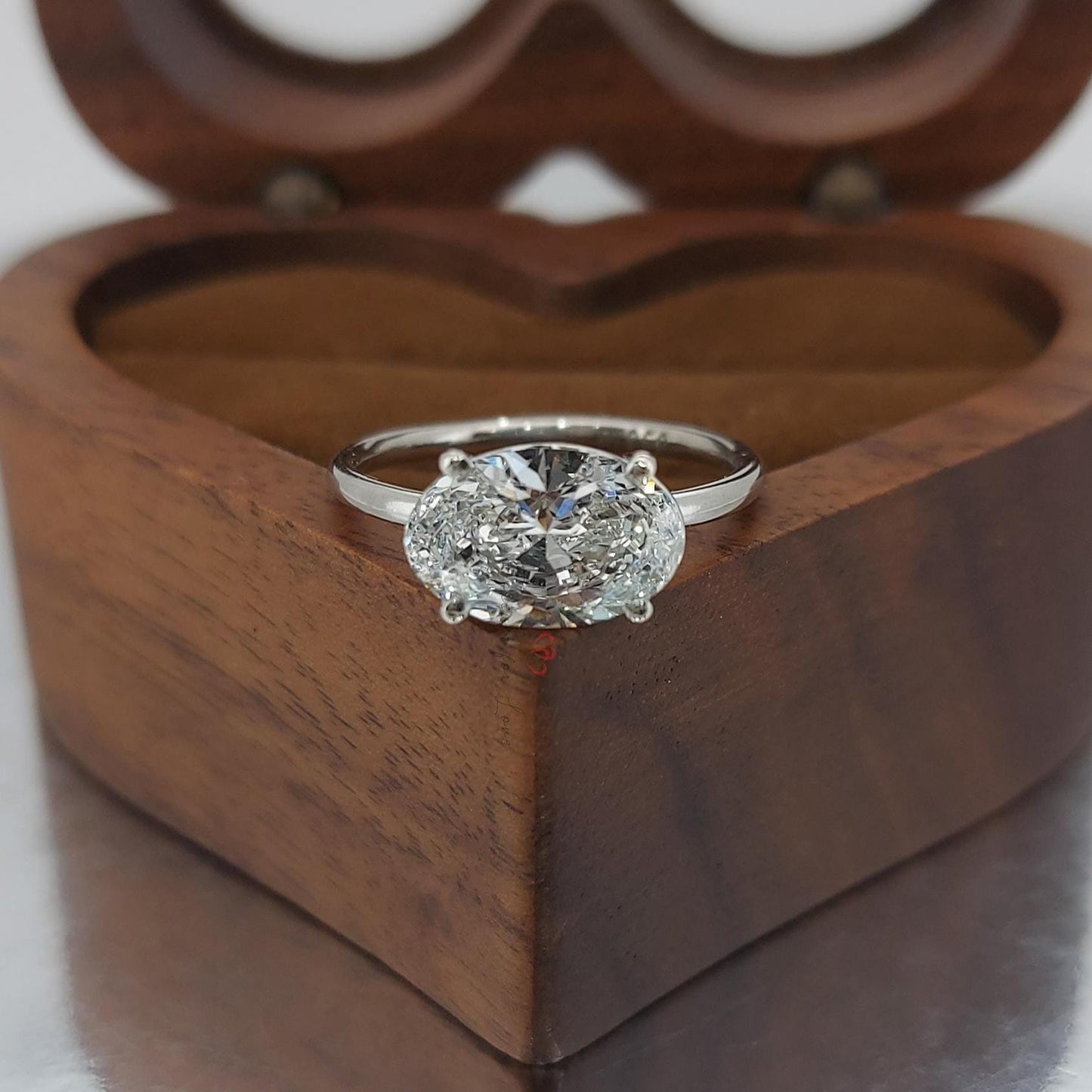 2 Ct IGI Certified Oval Lab Diamond Solitaire Engagement Ring Oval cut 1Ct Moissanite Brilliant Cut engagement ring in 935 Argentium Silver — custom handcrafted by Forever For Love