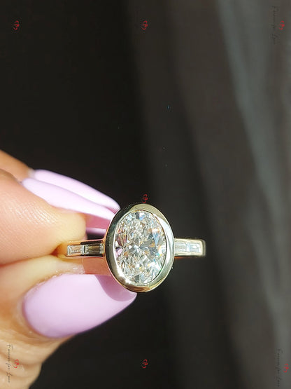 2 Ct Baguette Lab Diamond Solitaire Engagement Ring