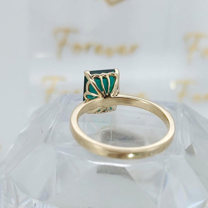 14k Gold Emerald Ring, Emerald Engagement Ring, Emerald Cut Engagement Ring, Emerald Solitaire Ring, May Birthstone, Perfect Gift