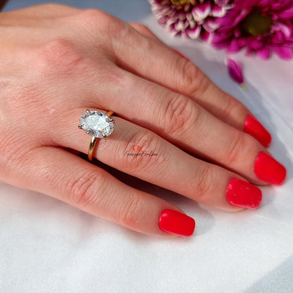 3 Ct IGI Certified Oval Lab Diamond Hidden Halo Engagement Ring