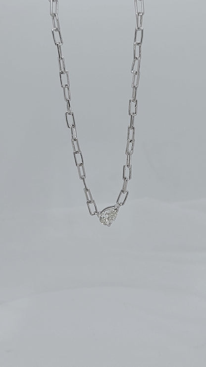 14k massiv Gold Paperclip-Kette Birnen-Diamant-Halskette, echt Diamant zertifizierte Halskette / Diamantketten-Halskette Jubiläumsgeschenk.