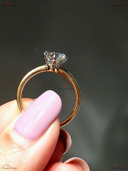 IGI Certified Round Lab Diamond Engagement Ring