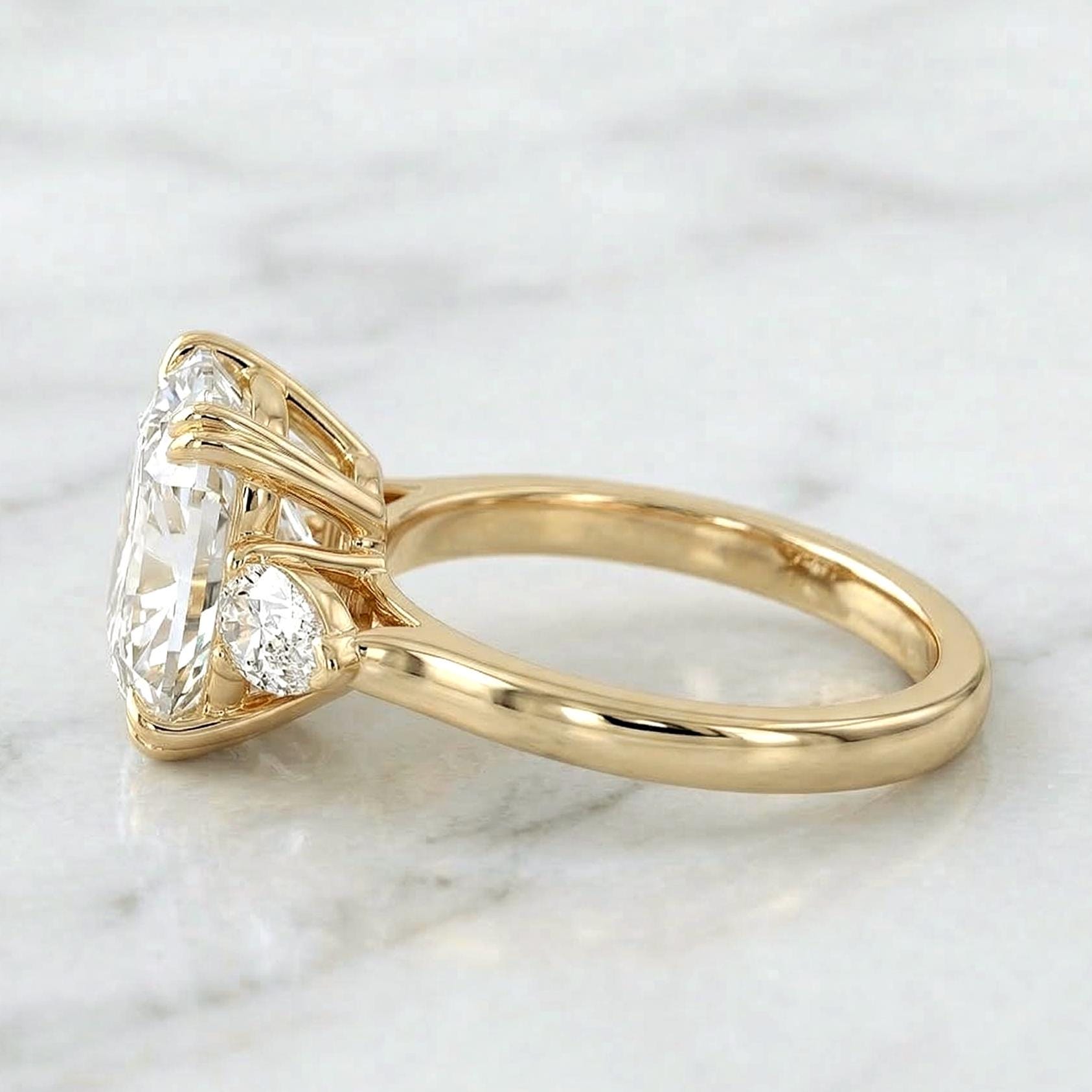Cushion Lab Diamond Three Stone Engagement Ring